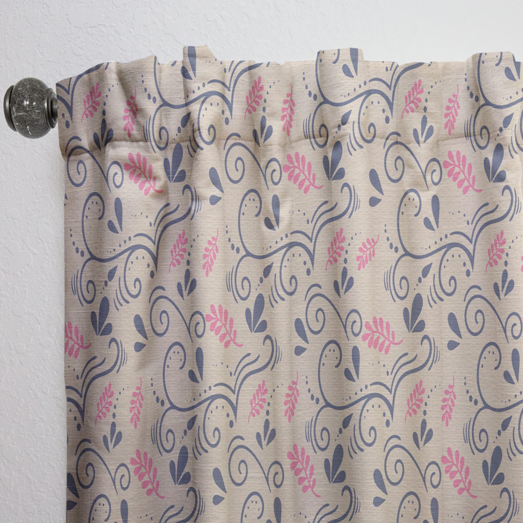DesignQ Retro Botanical Pattern X Thermal Insulated Curtains - Single Panel 52x120 - Elegant Window Drapes for Bedroom & Living Room - Perfect for Energy Saving & Home Decor