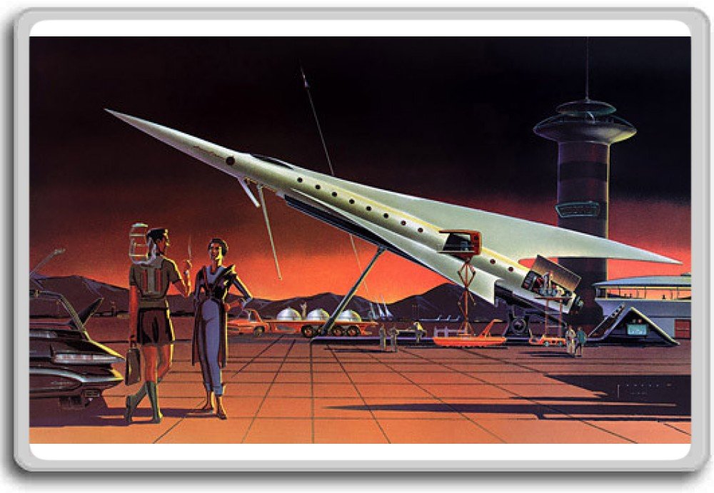 Vintage Airplanes & Aviation-Themed Fridge Magnets - Spaceport of The Future Collectible Souvenirs for Aviation Enthusiasts | Perfect for Refrigerators, Lockers & Office Decor