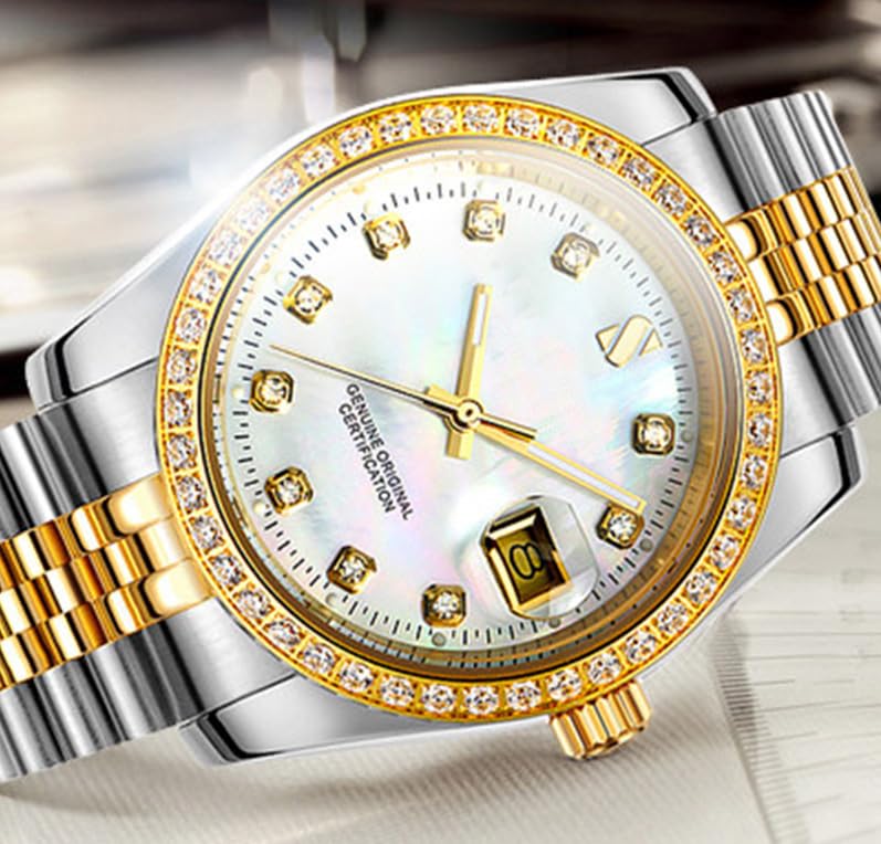 Luxury Automatic Men's Watch - Gold Stainless Steel Strap, Waterproof Mechanical Watch with Date Display | Perfect for Business, Formal Events & Everyday Wear