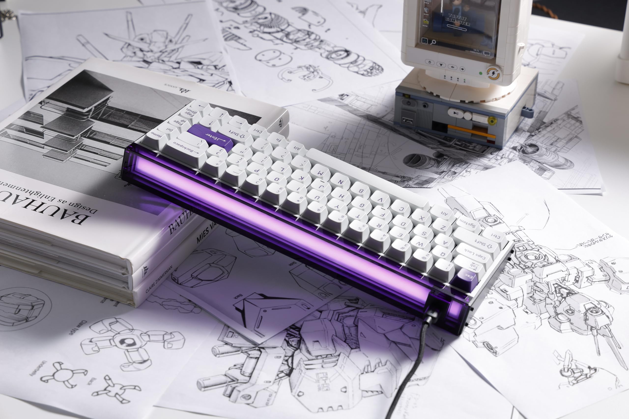 MelGeek MADE68 Pro Wired Gaming Keyboard - Hall Effect Magnetic Switch, 65% Compact Layout, Rapid Trigger, Hot-Swappable, RGB Backlit, Adjustable Actuation - Perfect for Competitive Gaming & Typing (Purple)