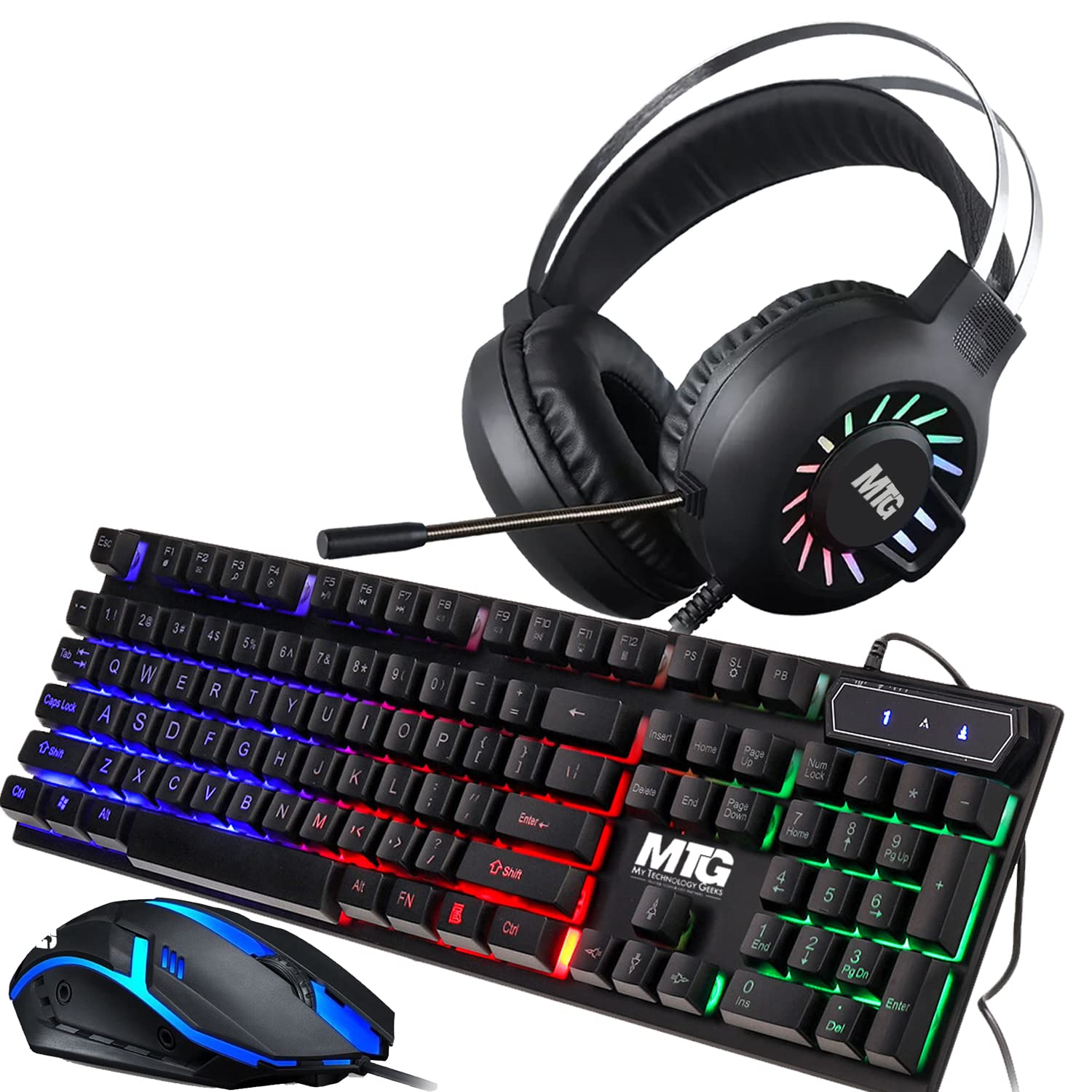MTG RGB Backlit Mechanical Gaming Keyboard & Mouse Combo with Anti-Ghosting Keys, Wired USB for PC Laptop - Perfect for Esports, Streaming & Office Work