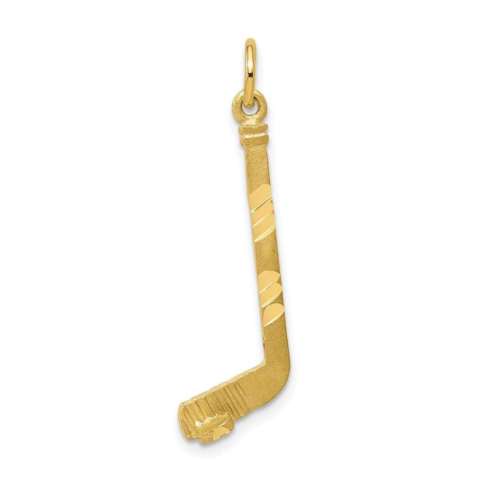 10k Yellow Gold 11mm Hockey Stick Charm Pendant - 30mm Length - Diamond2Deal - Perfect for Hockey Fans & Jewelry Gifts - Sports Jewelry for Men & Women