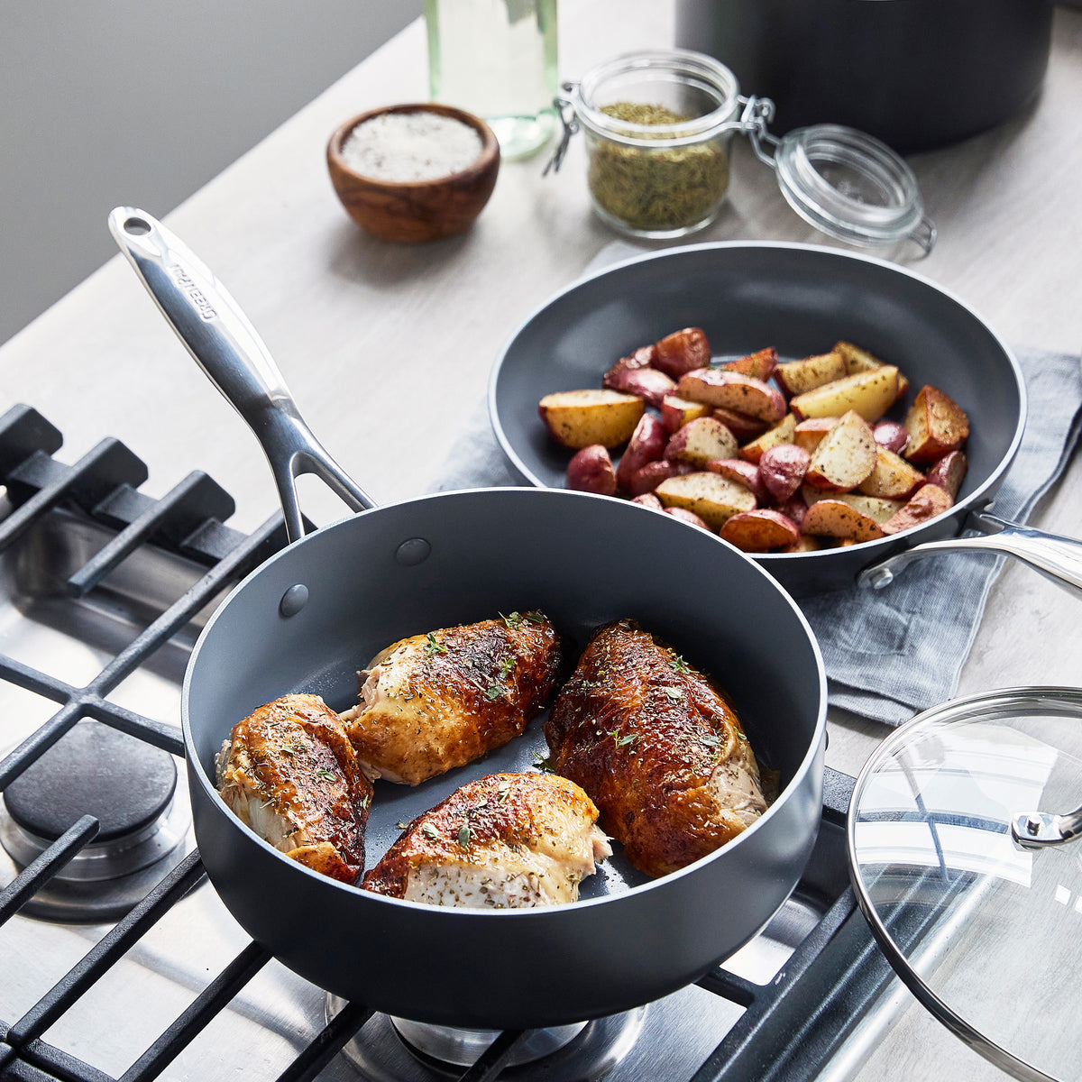 Valencia Pro Ceramic Nonstick 19-Piece Cookware Set - Non-Toxic PFOA-Free Pots and Pans Set for Healthy Cooking - Perfect for Induction, Gas & Electric Stoves - Ideal for Frying, Boiling & Sauteing in Modern Kitchens