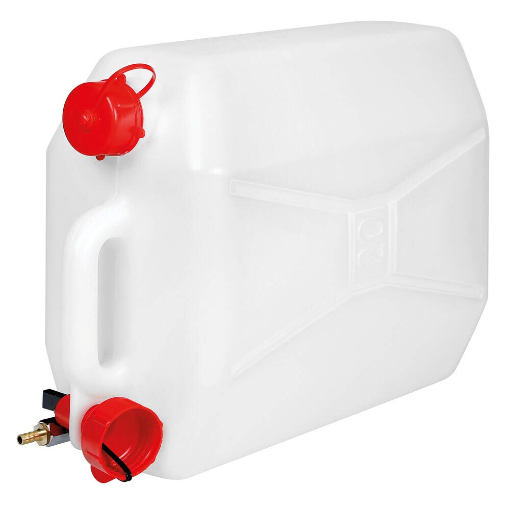 20L Horizontal Jerry Can with Metal Tap - Heavy-Duty Polyethylene Fuel Container for Outdoor, Camping, and Emergency Storage