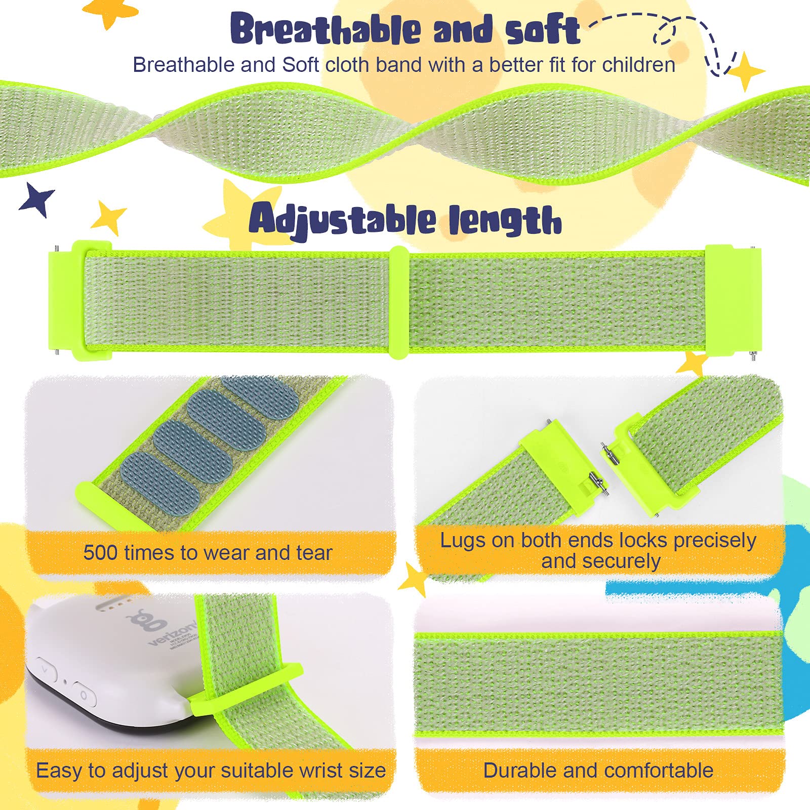 MHunter Kids Nylon Watch Band - 20mm Soft Breathable Sport Hook Loop Strap for Gizmo Watch 3 2 1 / Gabb Watch 3 2 1 / SyncUP Watch - Durable Replacement Smartwatch Bands for Boys & Girls - Perfect for School, Sports & Outdoor Activities