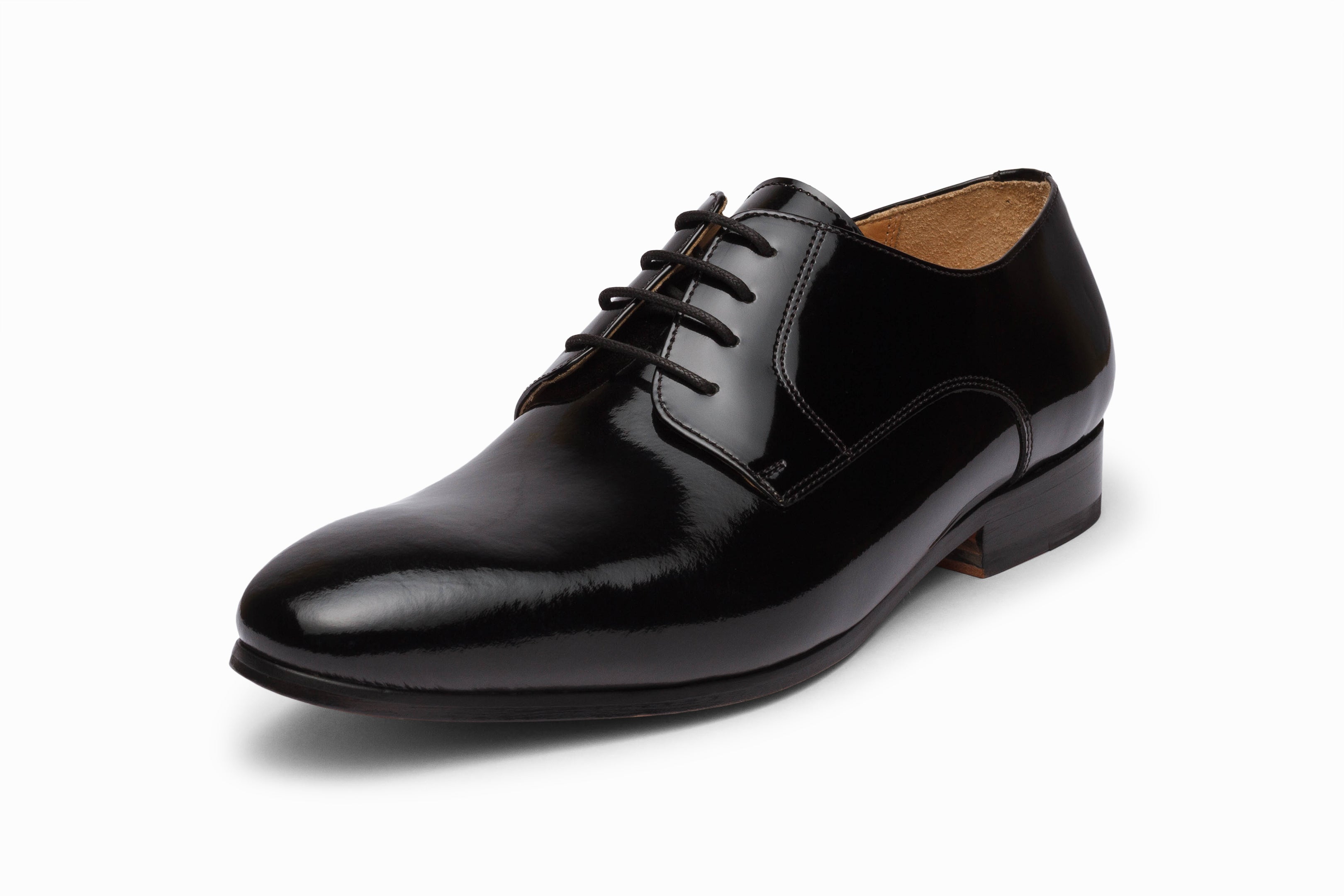 Classic Black Patent Leather Derby Shoes for Men - Stylish & Comfortable Formal Footwear for Office, Business & Special Occasions