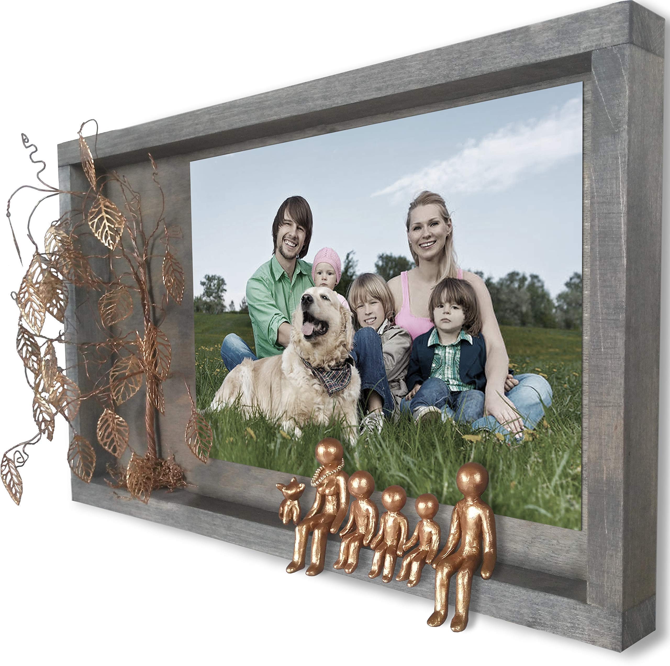 Rainbow Bridge Pet Memorial Picture Frame - Willow Family Tree Collage Shadow Box Display Case - Sympathy Gift for Dog Loss, Grandmother & Family - Perfect for Wall Decor & Pet Remembrance
