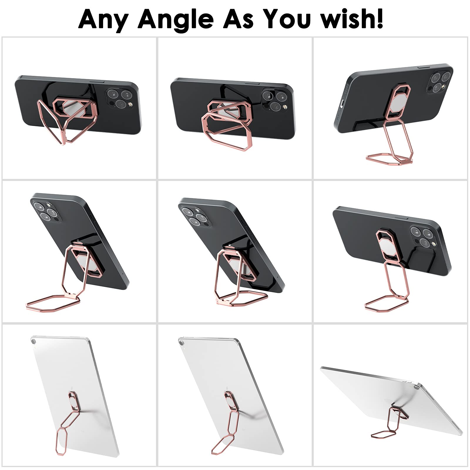360° Rotating Metal Phone Ring Holder & Kickstand - Magnetic Car Mount, Foldable Phone Grip Stand for iPhone, Samsung, Pixel (Perfect for Driving, Video Calls & Hands-Free Viewing)