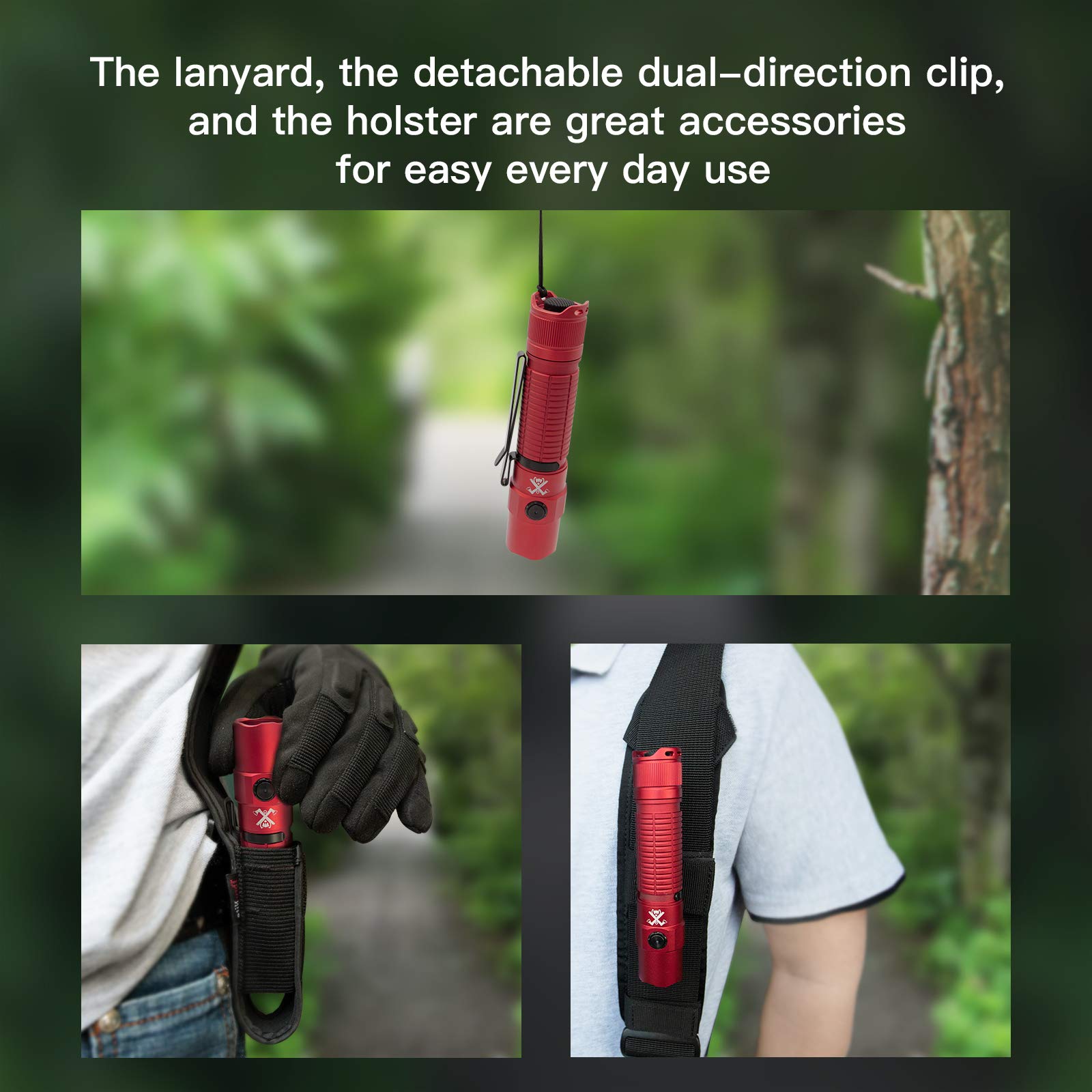 ThruNite TT20 USB-C Rechargeable Flashlight - 2526 Lumens High Output, 258m Beam Distance, Momentary Tail Switch for Hunting, Hiking & Self Defense | Perfect for Outdoor Adventures, Emergency Preparedness & Nighttime Security (Red CW)