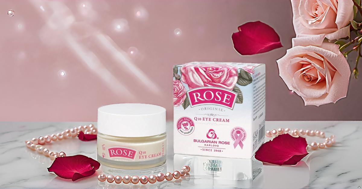 Bulgarian Rose & CoQ10 Anti-Aging Eye Cream 15ml - Dark Circle Reduction & Wrinkle Treatment for Delicate Eye Area - Perfect for Night Routine & Travel Skincare