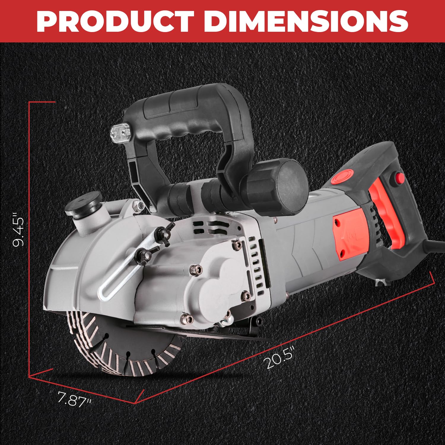 XtremepowerUS 3000W Electric Wall Chaser Concrete Groove Cutter with Water Pump & Case - Professional Slotting Machine for Concrete, Brick, and Tile Cutting - Perfect for Construction, Renovation, and DIY Projects