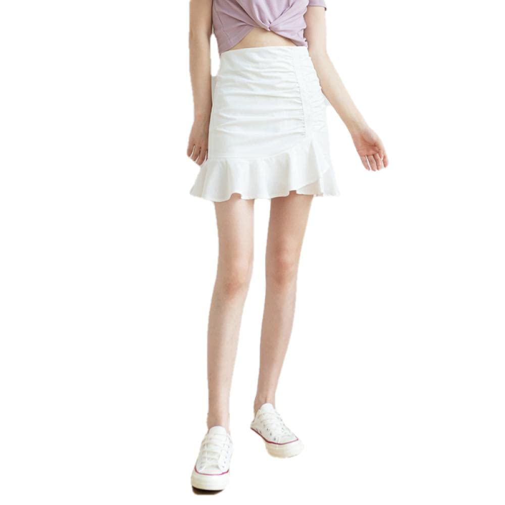 Women's High Waist Pleated Skirt - Asymmetrical Lotus Hem A-Line Skirt for Casual & Office Wear | Trendy Hip Bag Design for Everyday Outfits & Special Occasions