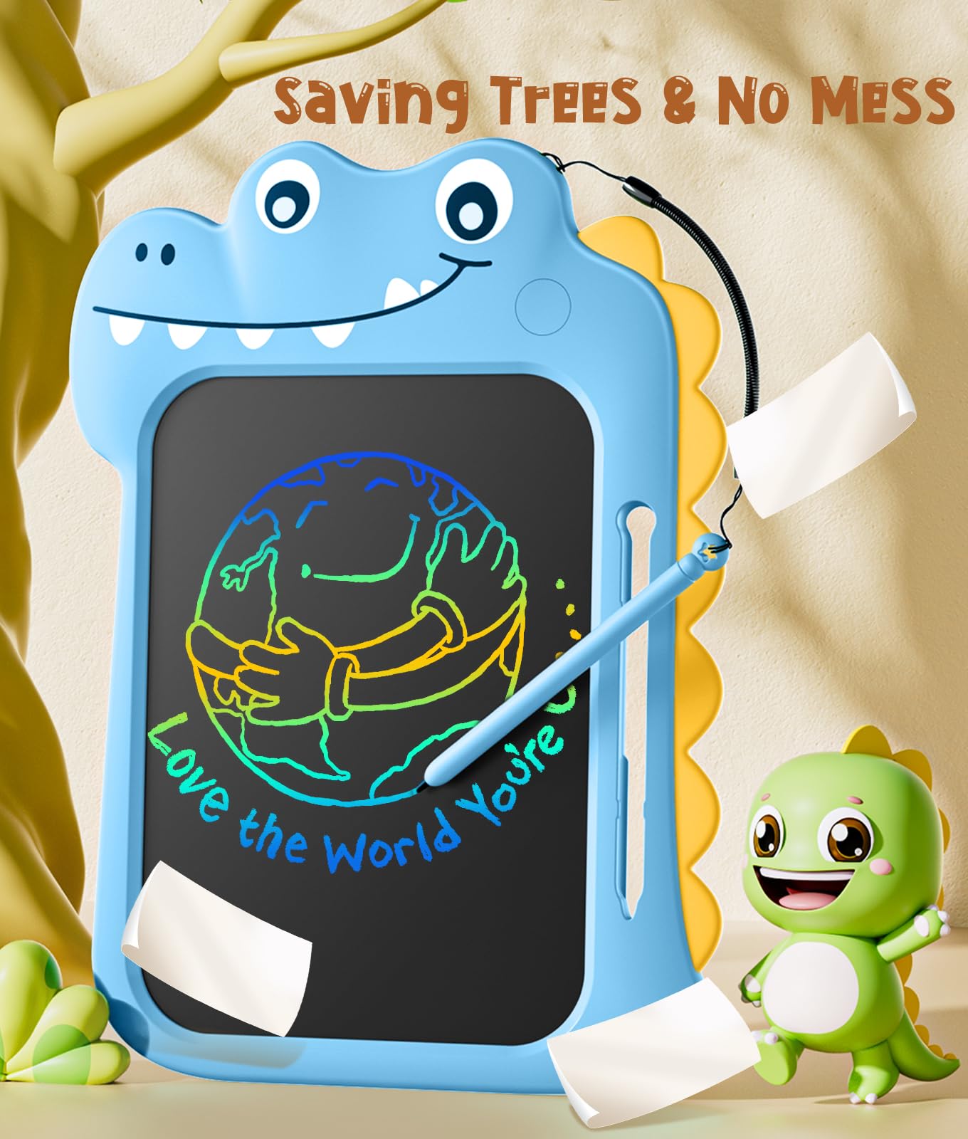 LEOMARON LCD Writing Tablet for Kids - Dinosaur Drawing Pad & Doodle Board, Educational Travel Toys for Boys & Girls Ages 3-7 | Birthday & Christmas Gift Idea | Perfect for Car Rides, Airplane Travel & Classroom Learning