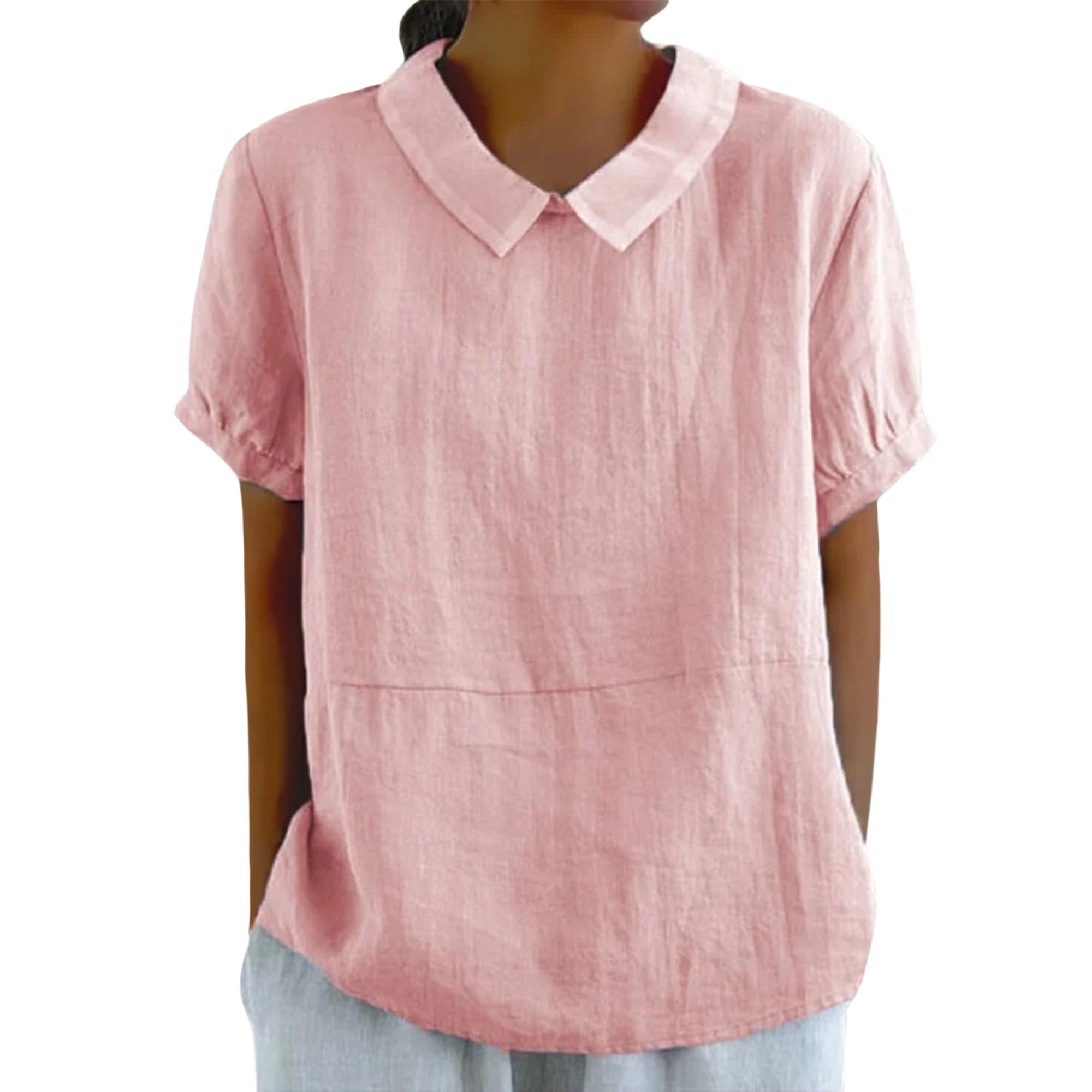 Women's Cotton Peter Pan Collar Blouse - Cute Puff Sleeve Summer Tunic Top for Casual Wear | Perfect for Office, Date Night & Summer Outfits