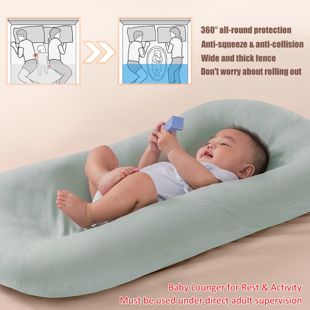 **Premium Baby Lounger for Newborns - Soft Infant Lounger Pillow for Safe & Comfortable Rest - Breathable & Portable Design (Blue) - Perfect for Napping, Playtime & Travel**