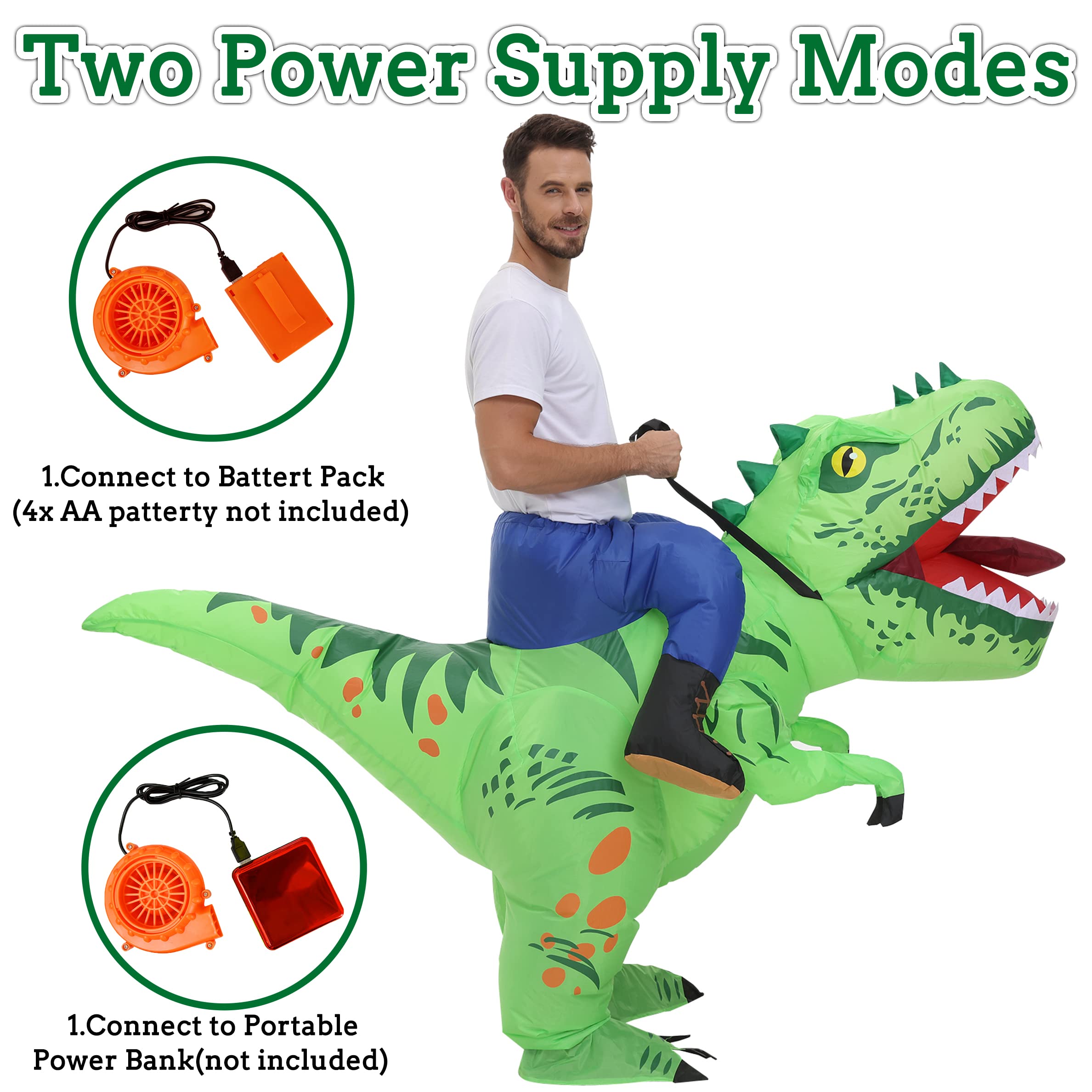 MT MENGTONG Inflatable Dinosaur Costume for Adults - Funny T-Rex Halloween Costume for Men & Women | Dinosaur Rider Outfit for Parties, Cosplay & Events