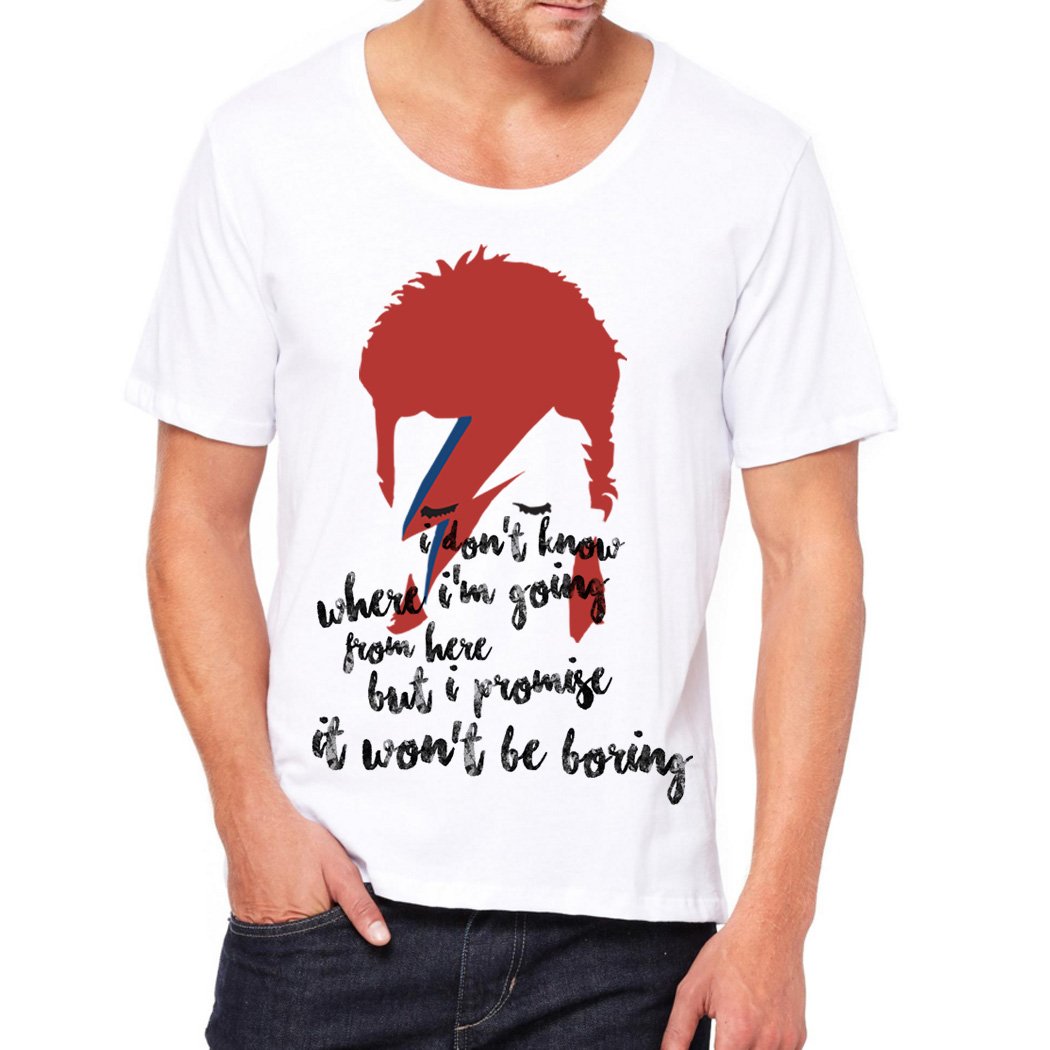 TeeINKS David Bowie Fan Tribute T-Shirt - Vintage Rock Band Tee - Medium White Cotton Shirt for Concerts & Music Festivals