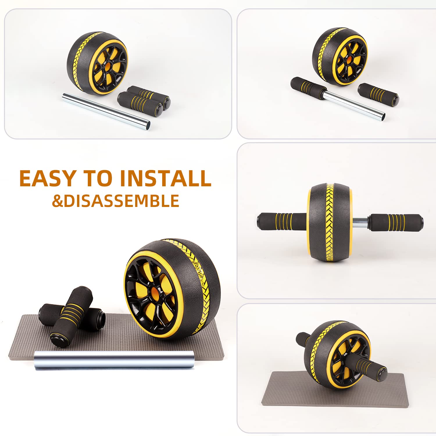 Premium Ab Roller Wheel for Core Workouts - Home Gym Equipment with Thick Knee Pad - Perfect for Home Fitness, Strength Training & Six Pack Abs Exercises
