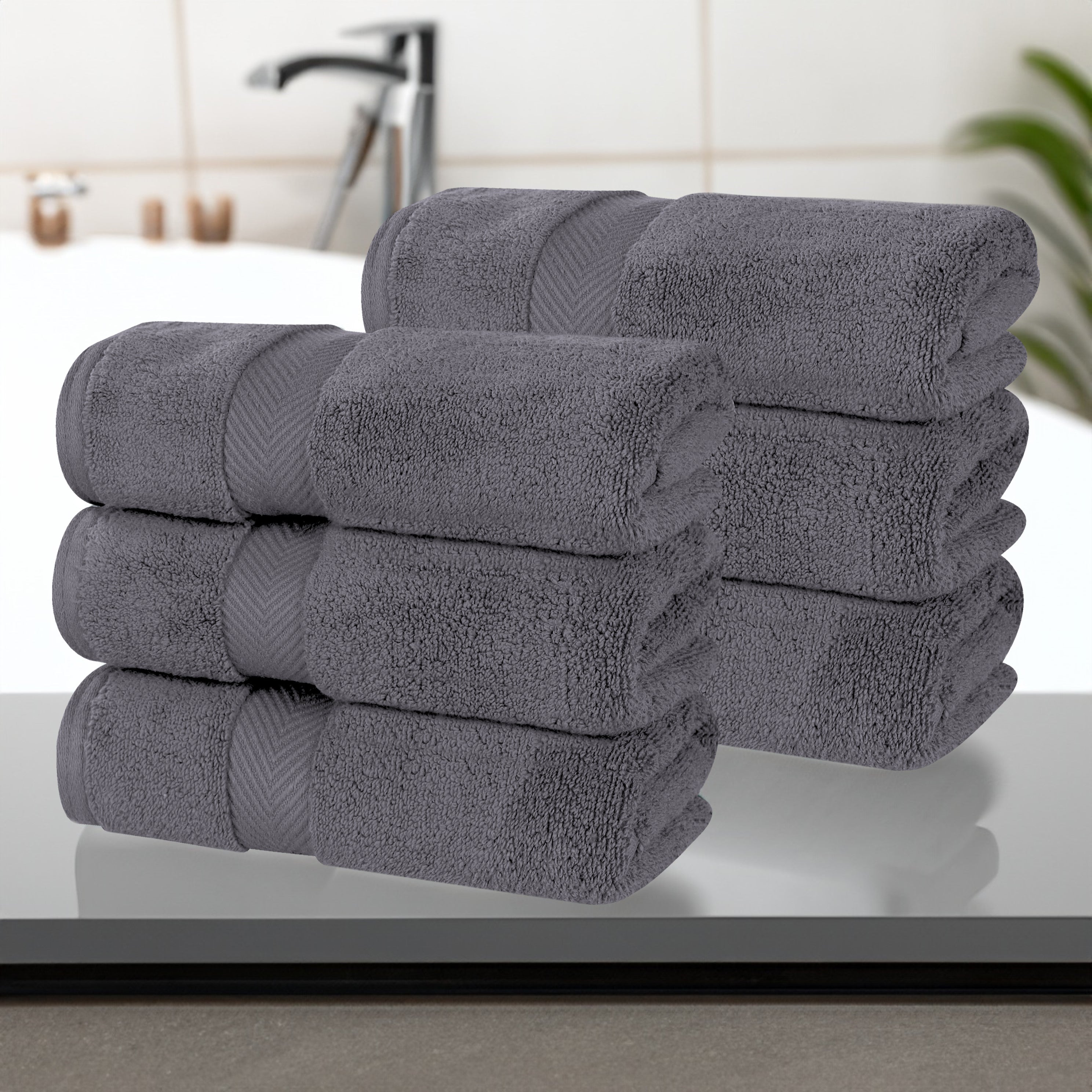 Premium 6-Pack Zero Twist Cotton Hand Towels - Ultra Soft, Highly Absorbent for Kitchen, Bathroom & Gym - Solid Color Home Essentials