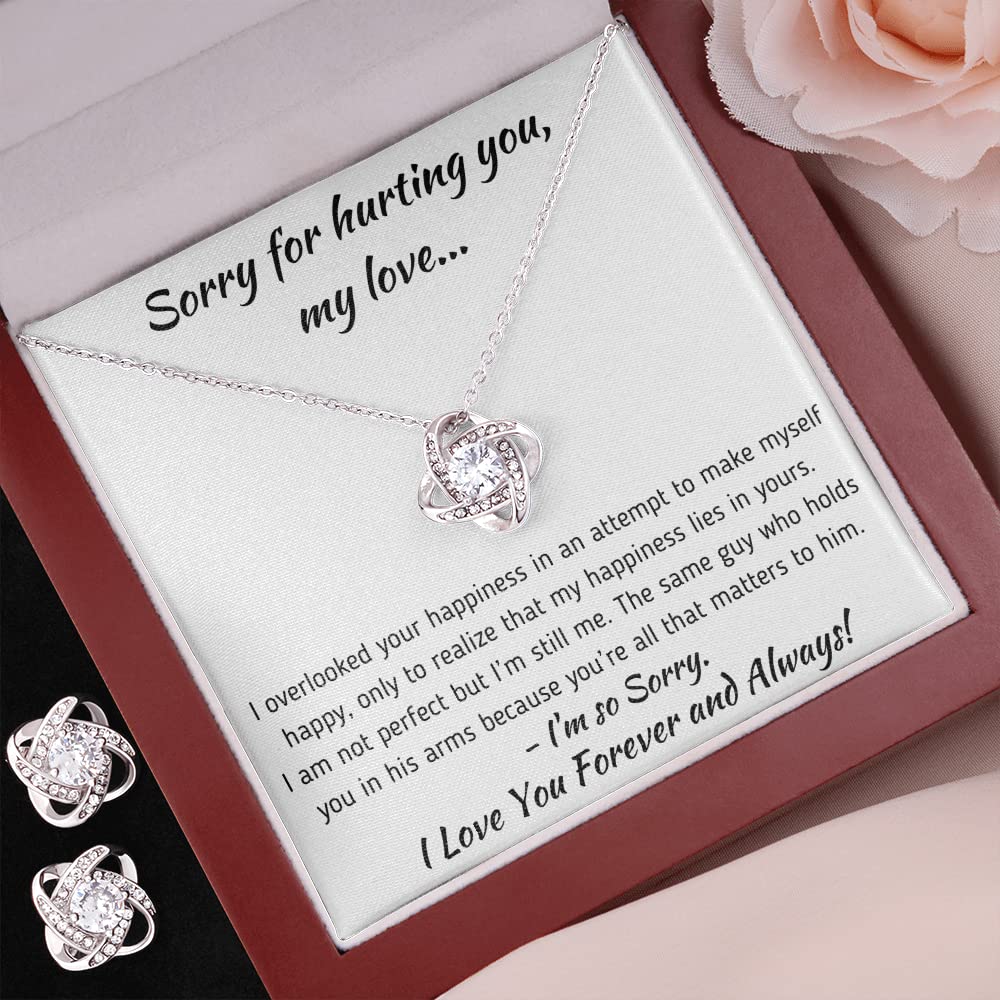 Personalized 'To My Soulmate' Necklace Gift Set for Wife - Engraved Pendant with Message Card & LED Knot Earrings - Romantic Birthday, Christmas & Apology Present for Girlfriend, Future Wife | Perfect for Anniversaries, Proposals & Special Occasions