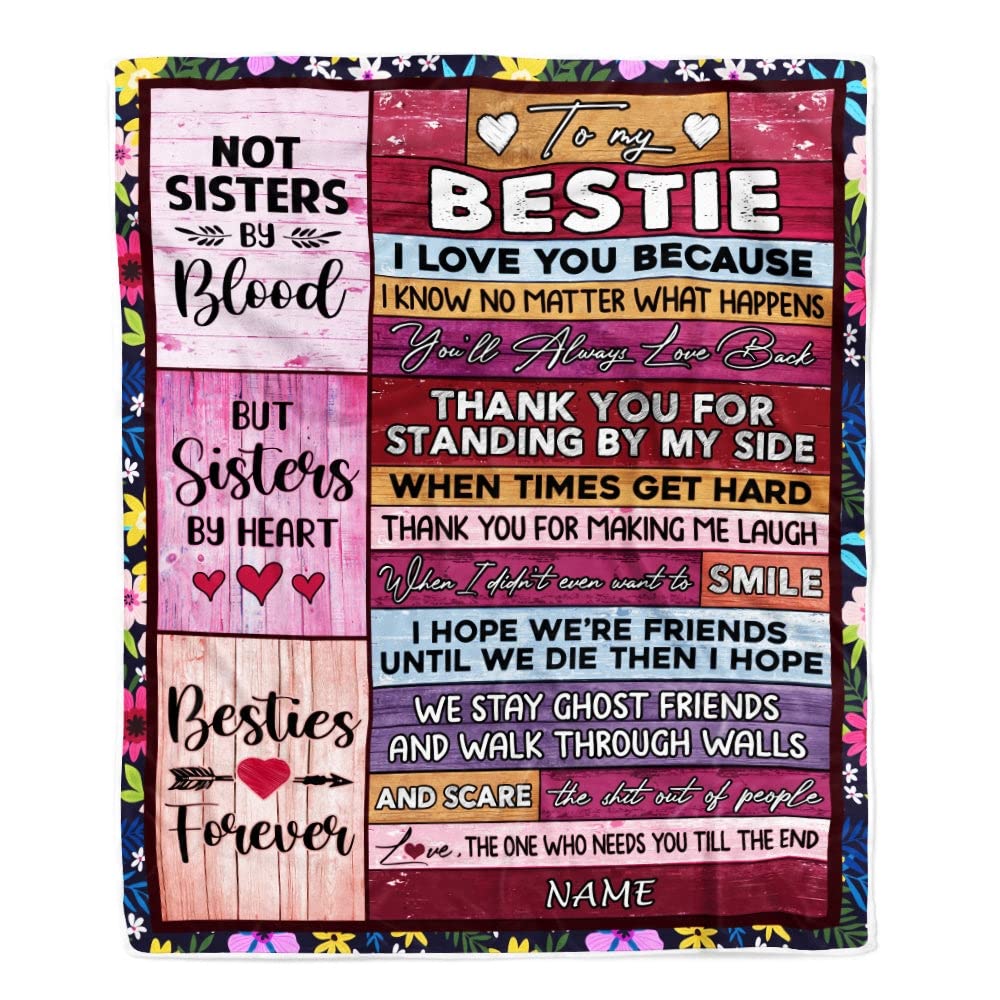 Best Friend Fleece Throw Blanket - Personalized Custom Gift for Sister by Heart, 30x40 Inch Baby Size - Perfect for Birthday, Christmas, Friendship Day & Cozy Nights at Home