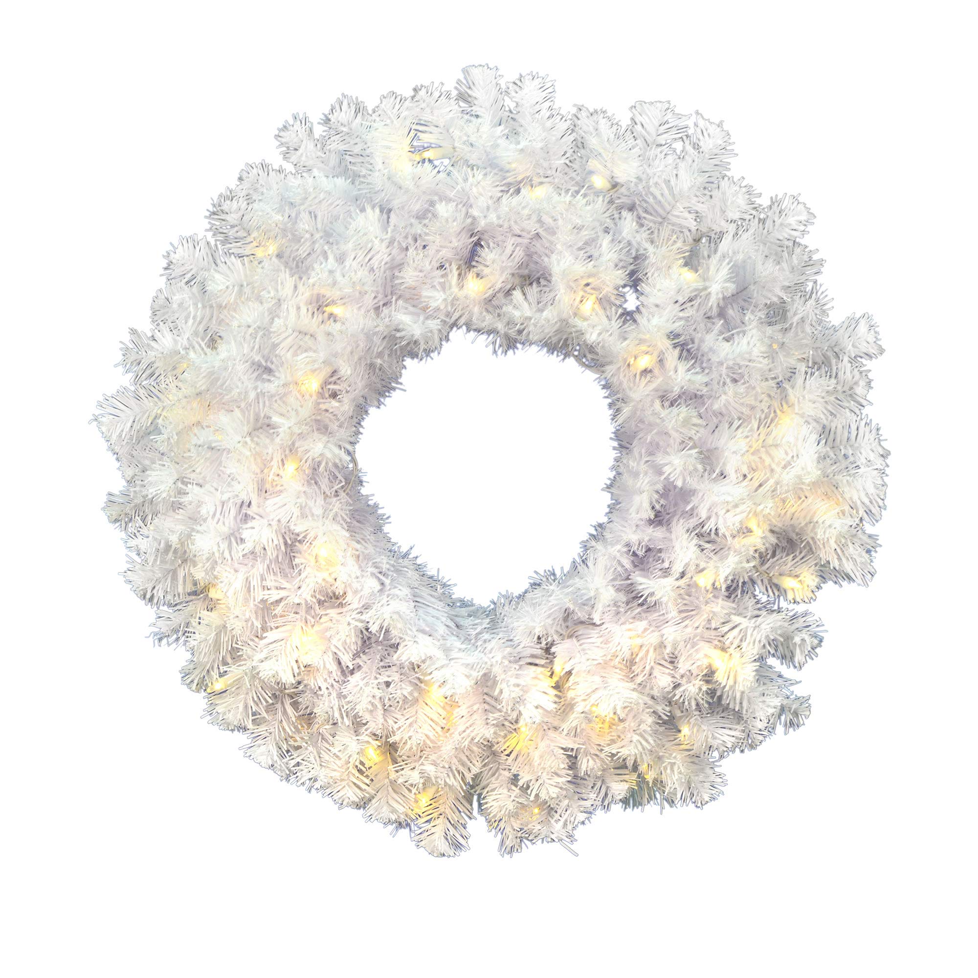 Vickerman 48 Inch Crystal White Spruce Artificial Christmas Wreath with Warm White LED Lights - Faux Spruce Holiday Wreath for Indoor Home Decor - Perfect for Fireplace Mantel, Front Door & Christmas Tree Decorating