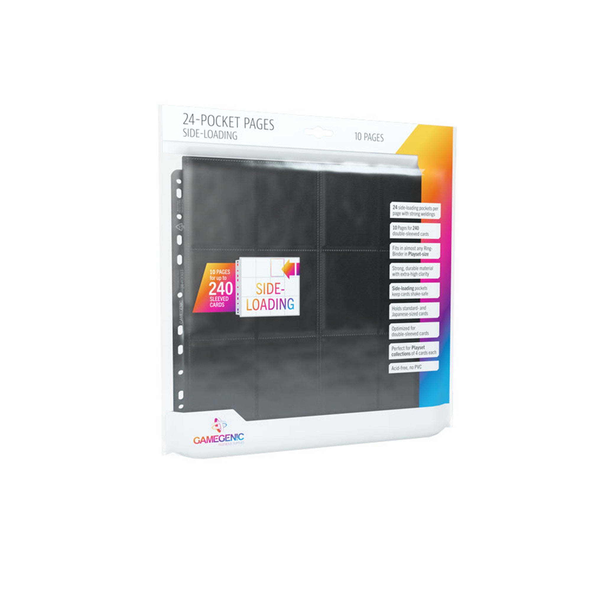 24-Pocket Sideloading Photo Album Pages - 10-Page Set in Black for Scrapbooking, Memory Keeping, and Photo Organization