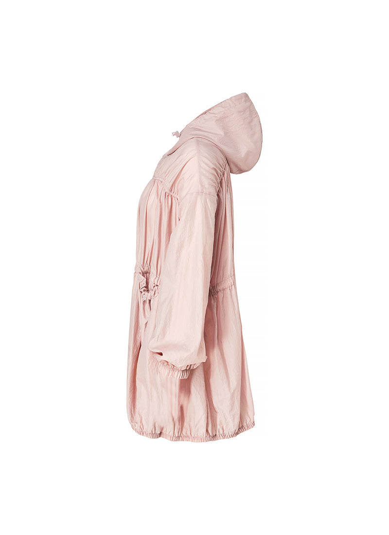 Stylish Airy Balloon Shirring Hood Long Jacket for Women - Trendy Oversized Outerwear for Casual Outings & Streetwear Fashion
