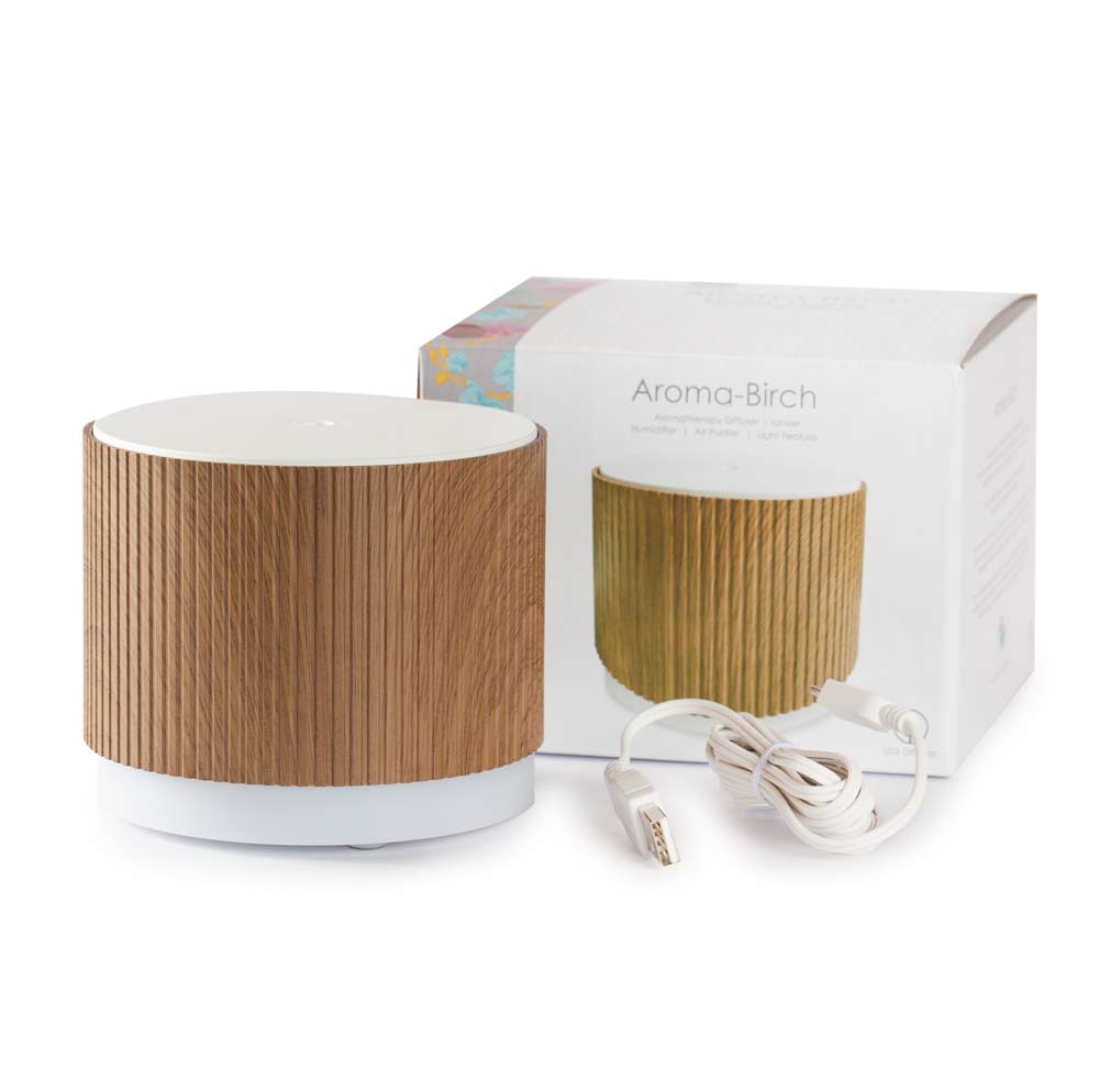 Premium Aroma Birch USB Essential Oil Diffuser for Home, Office & Spa - Ultrasonic Cool Mist Humidifier with 7 Color LED Lights for Relaxation & Aromatherapy