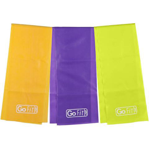 GoFit Latex Free Flat Resistance Bands for Home Workouts, Physical Therapy & Strength Training - Set of 5