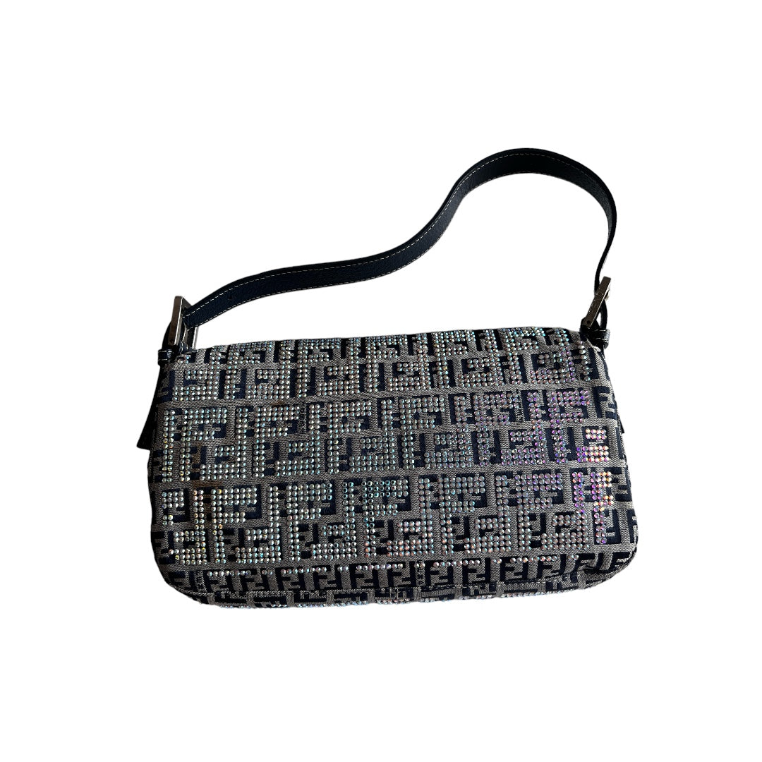 Vintage Fendi Rhinestone Zucca Baguette Bag - Luxury Designer Crossbody Purse for Women | Perfect for Parties, Weddings & Evening Events