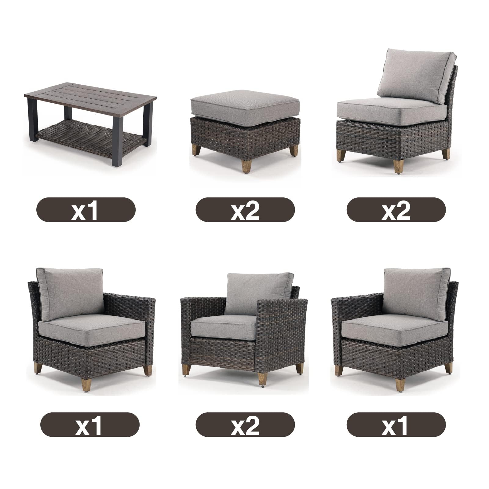 9-Piece Grand Patio Sofa Set with Coffee Table - Outdoor Wicker Sectional Furniture with Thick Cushions for Garden, Yard, Porch - Perfect for Entertaining Guests & Relaxing Outdoors