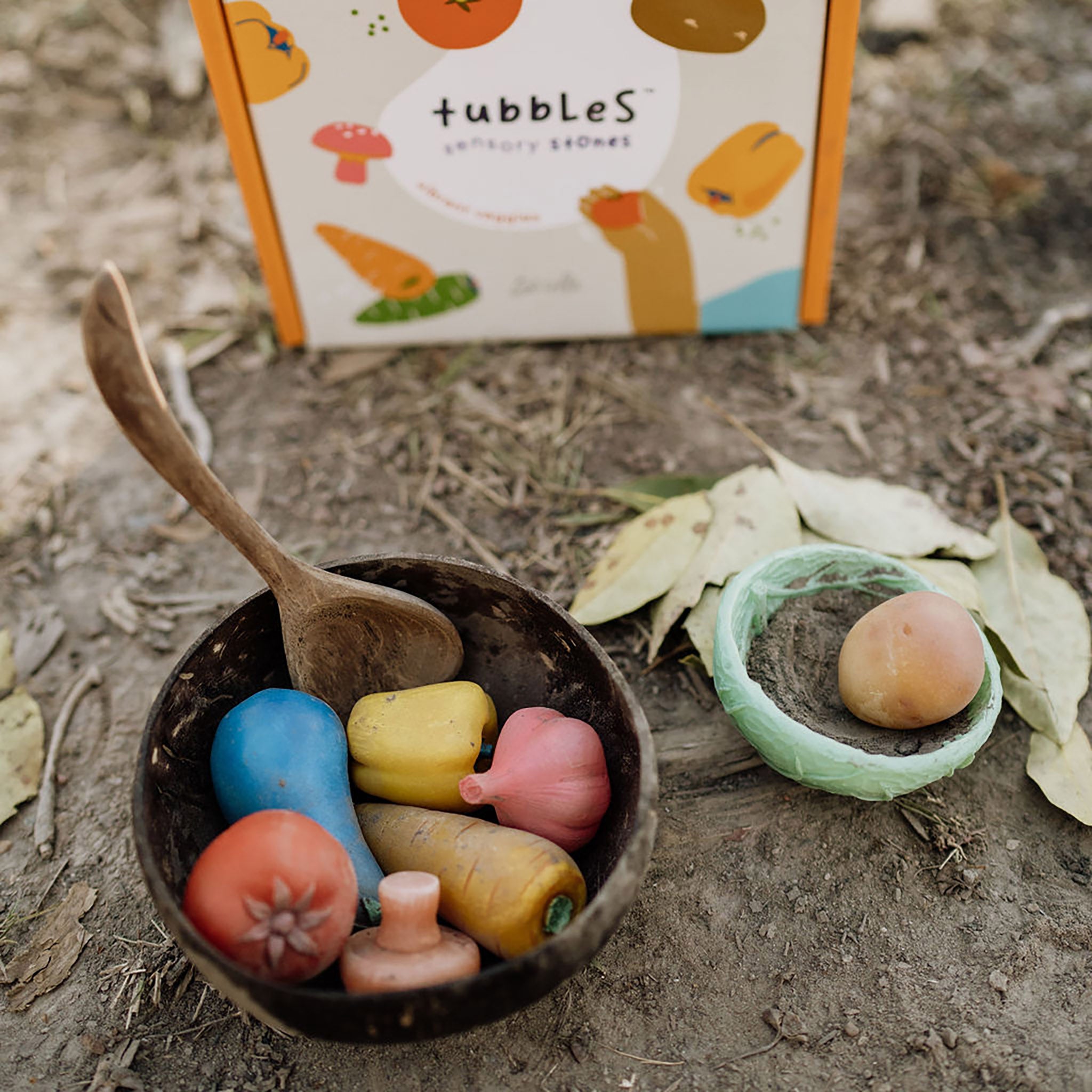 Tubbles Sensory Stones - Vibrant Veggies Sensory Toys for Kids | Stress Relief & Calming Tools for Autism & Anxiety | Perfect for Play Therapy & Sensory Bins
