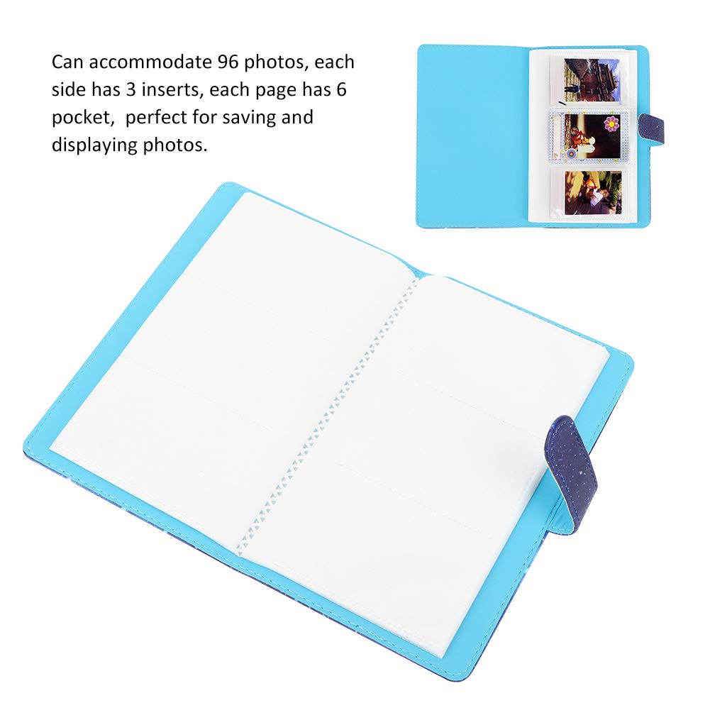 3in PU Leather Photo Album for Mini 11/8/9/7s/25/70/90 Camera - 96 Pockets Bank Card Storage Book (Shining Starry Sky Design) | Compact Photo Organizer for Polaroid, Instax & Credit Cards | Perfect for Travel, Scrapbooking & Memory Keeping