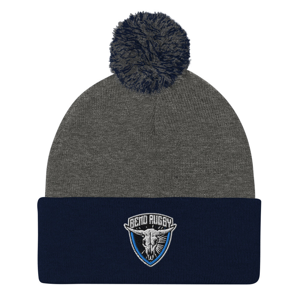 Bend Rugby Pom Pom Beanie Hat - Warm Winter Knit Cap for Men & Women - Perfect for Rugby Games, Outdoor Sports & Cold Weather Fashion