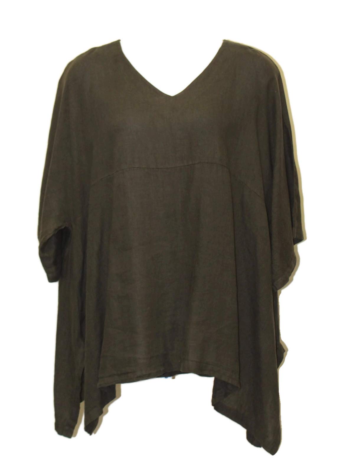 Match Point Women's Coffee Linen Kimono Tunic Oversized - Lightweight Summer Cover Up for Beach, Yoga & Boho Fashion