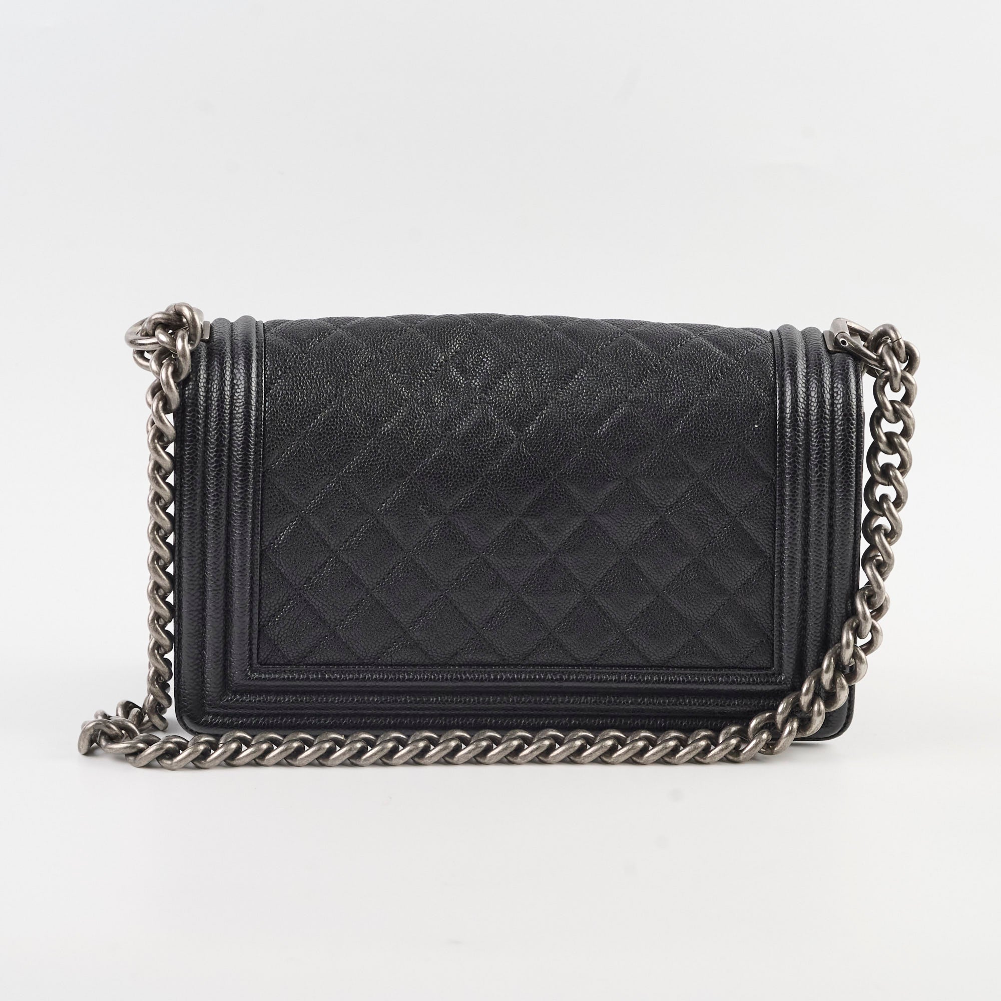 Chanel Caviar Leather Old Medium Boy Bag Black - Luxury Designer Handbag for Women | Perfect for Evening Events, Parties, and Special Occasions