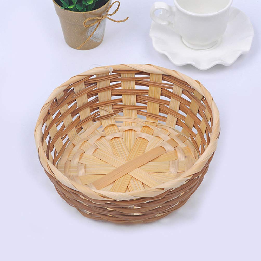 EXCEART 3-Piece Natural Wicker Fruit Basket Set - Round Willow Woven Bread Serving Tray & Storage Basket for Kitchen, Dining Table, Picnic, Party - Eco-Friendly Home Decor