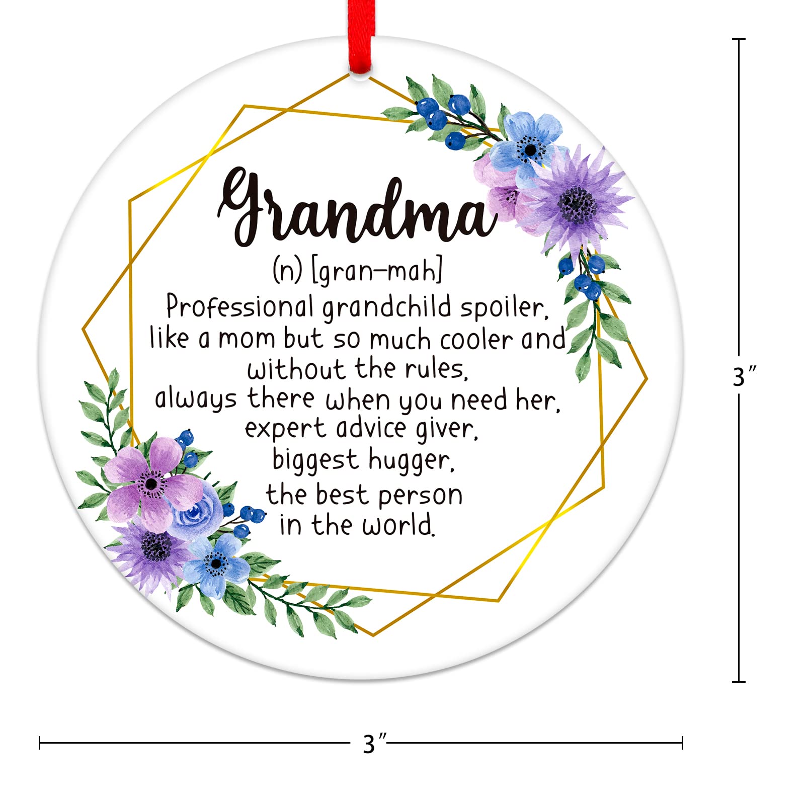 FaCraft Personalized Christmas Ornaments for Grandma - 2024 Birthday Gifts for Grandma from Grandson & Granddaughter | Heartwarming Tree Decorations for Christmas, Mother's Day & Family Gatherings