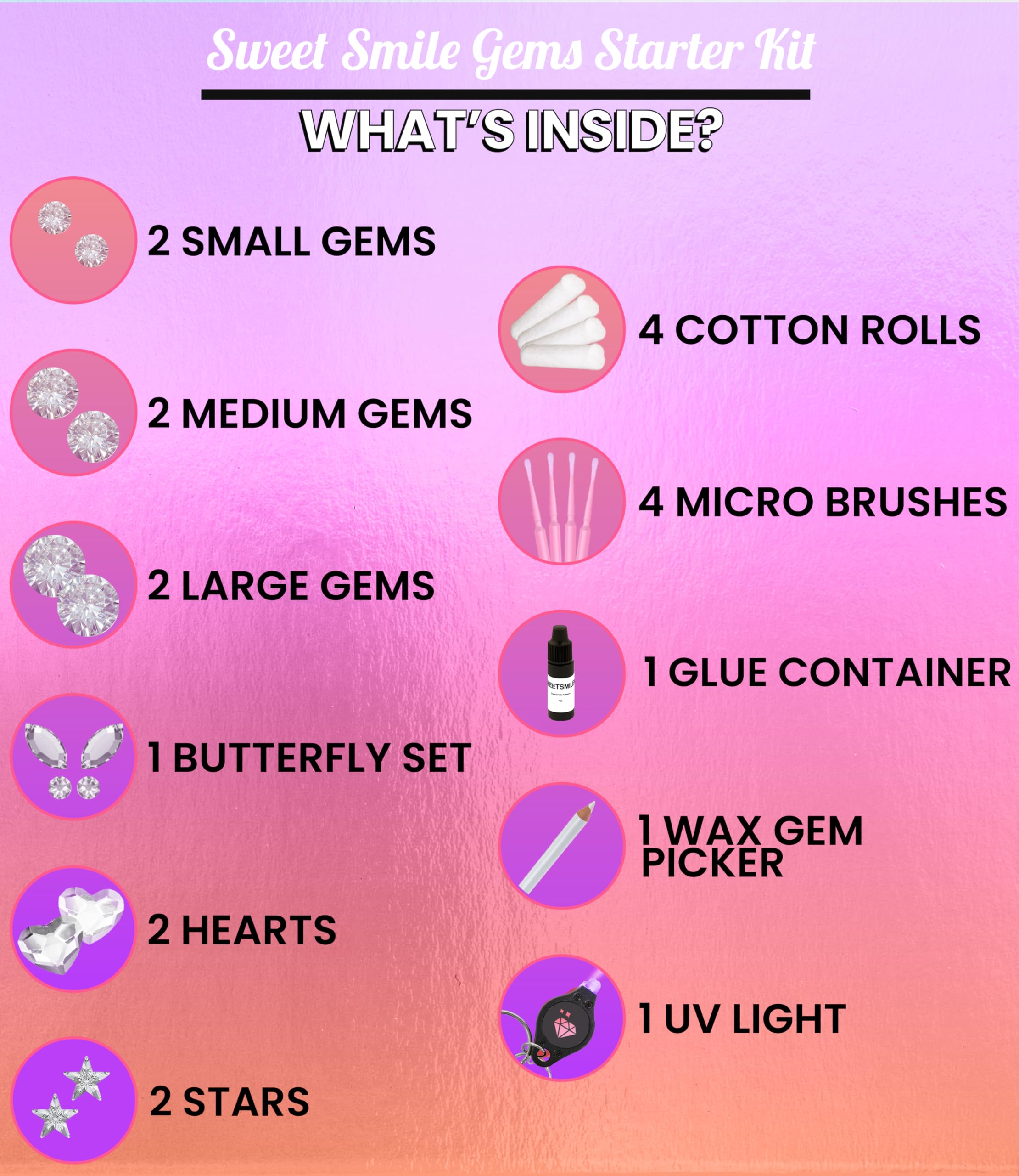 Sweet Smile DIY Tooth Gem Kit - Original Tooth Gem Starter Kit with Butterfly, Heart & Star Designs for Teeth Jewelry | Perfect for Parties, Festivals & Self-Expression