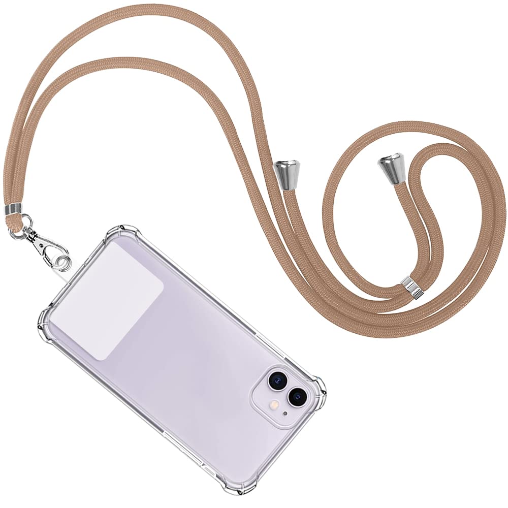Multifunctional Nylon Crossbody Phone Lanyard for iPhone Samsung & All Smartphones - Adjustable Strap, Hands-Free Convenience (Beige) | Perfect for Travel, Shopping, Work & Outdoor Activities