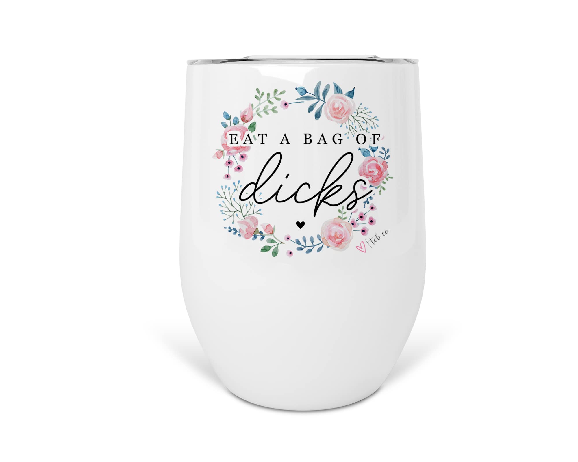 12 oz Stainless Steel Insulated Wine Tumbler with Lid - Floral Design | Perfect for Outdoor Picnics, Beach Parties & Wine Tasting Events