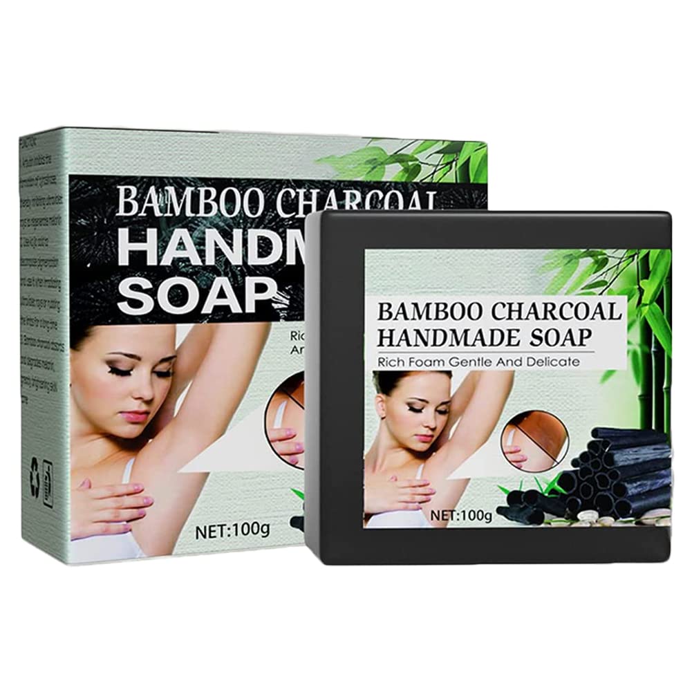 Bamboo Charcoal Soap for Acanthosis Nigricans Treatment - Dark Spot Corrector & Skin Whitening Soap - Natural Body Cleanser for Hyperpigmentation - 1pc - Perfect for Daily Skincare & Dark Underarm/Knee/Elbow Care