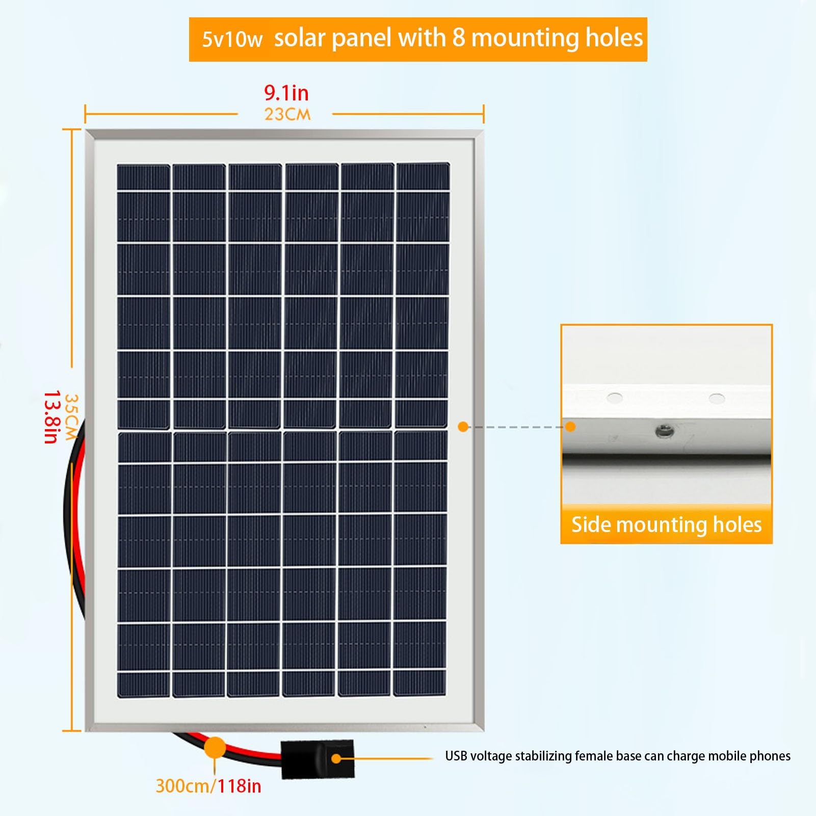 Snaweo Solar Powered Ceiling Fan for Outdoor - 20cm/7.9in Hanging Fan Kit with 3 Blades & Hook - Perfect for Chicken Coop, Greenhouse, Shed, Gazebo - 5V 10W Solar Panel - Ideal for Patio, Barn, RV & Off-Grid Living
