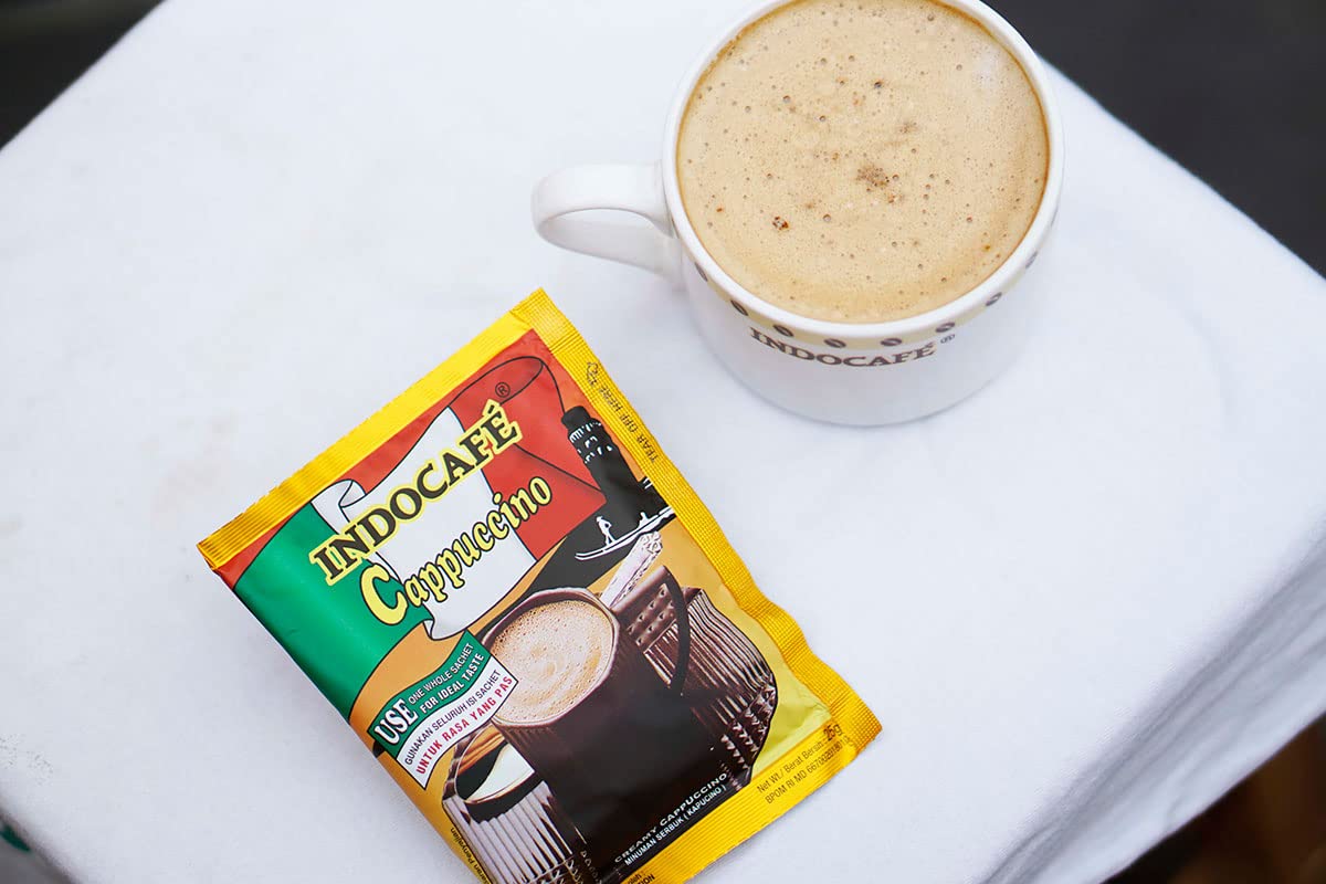 Indocafe Cappuccino Instant Coffee Mix - 50 Single Serve Packets (1250g) | Rich & Creamy Flavor for Home, Office & Travel | Perfect for Breakfast, Snacks & On-the-Go