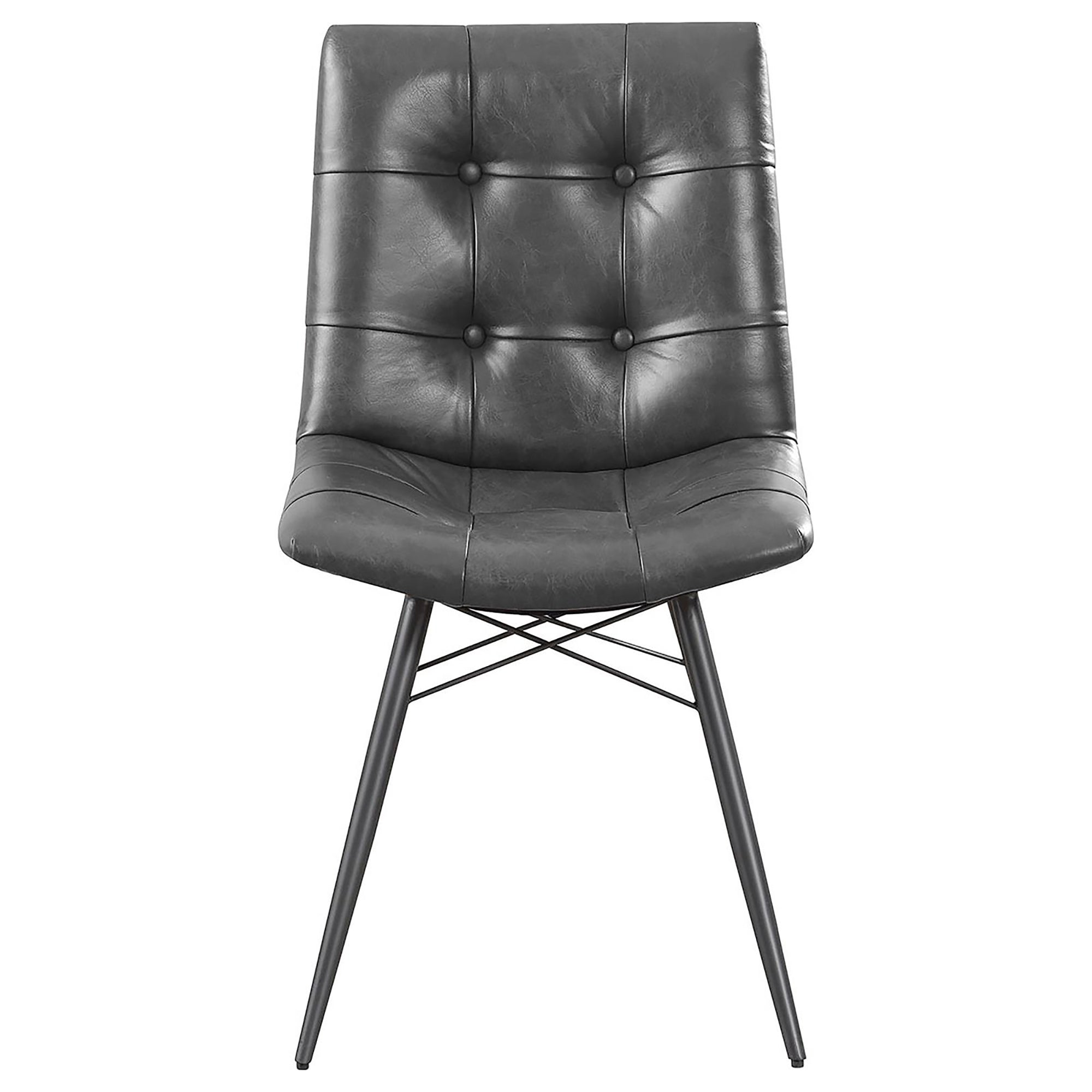 Charcoal & Gunmetal Tufted Back Dining Chairs Set of 4 - Modern Upholstered Kitchen Chairs for Dining Room, Kitchen Island & Breakfast Nook