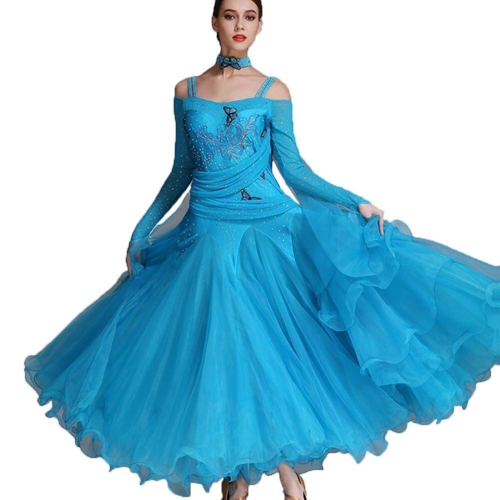 Elegant Women's Long Sleeve Ballroom Dance Dress for Waltz, Tango & Smooth Competitions - Professional Performance Costume for Dance Shows & Stage Events