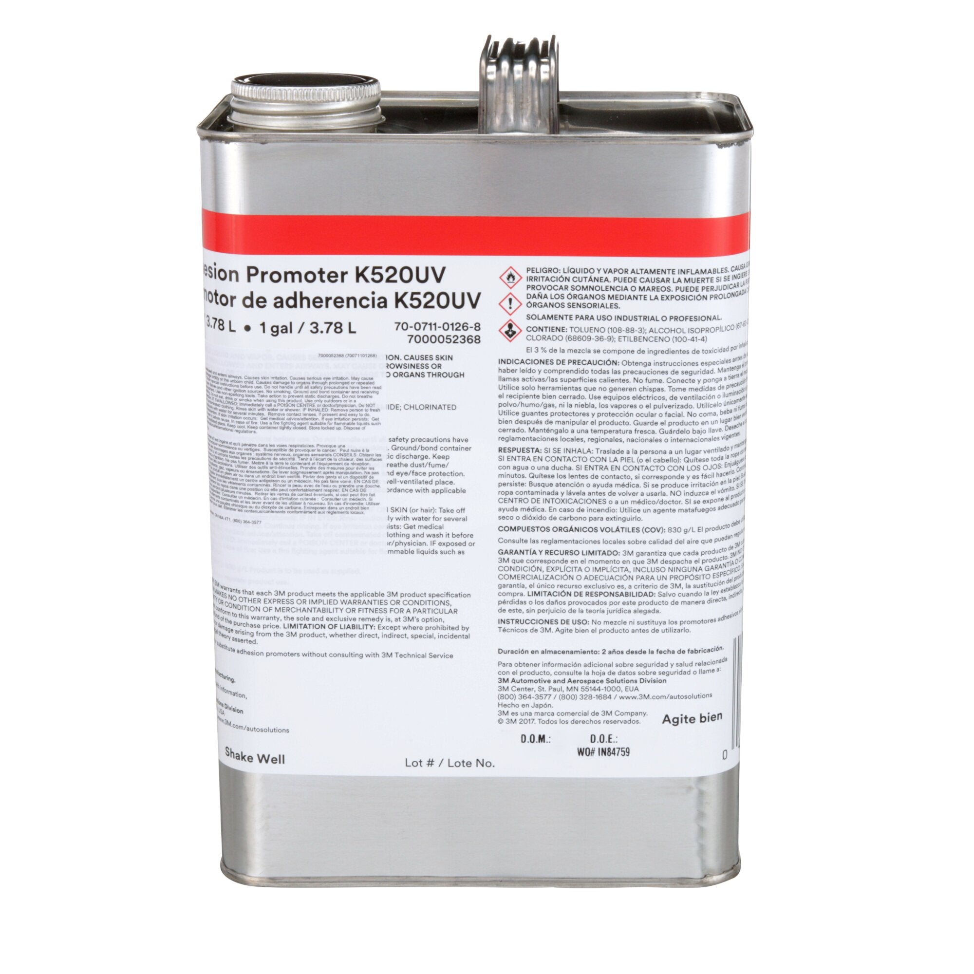 3M Adhesion Promoter K520UV - 1 Gallon Can for UV-Resistant Bonding | Perfect for Automotive, Marine & Industrial Applications