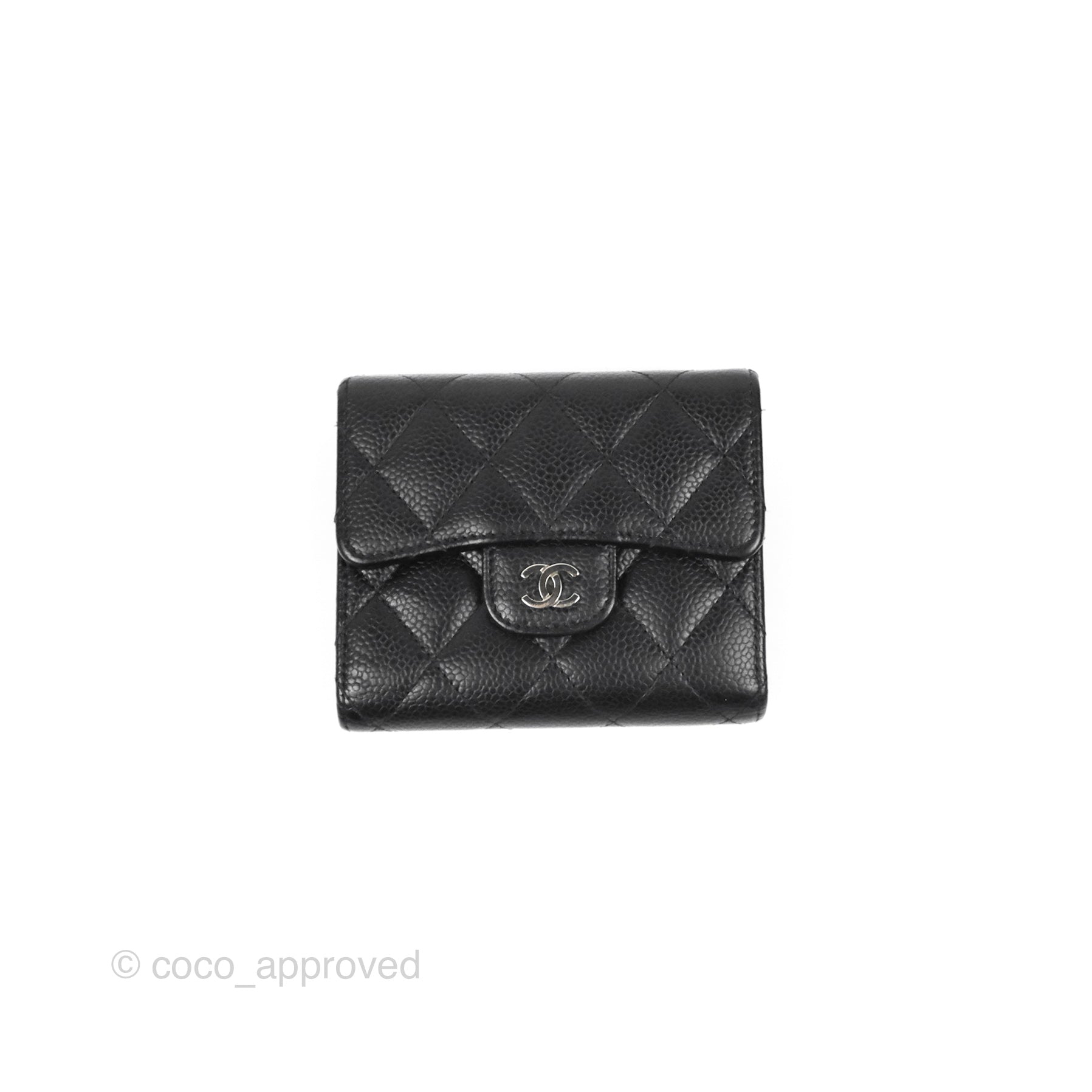 Chanel Classic Flap Wallet Black Caviar Leather with Silver Hardware - Luxury Designer Wallet for Women, Perfect for Everyday Use & Special Occasions