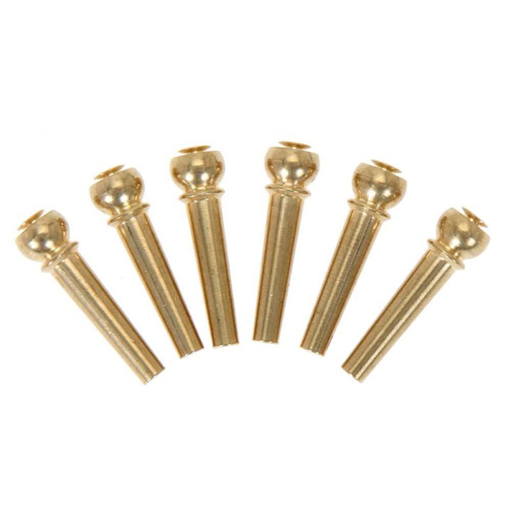 Alnicov 6-Piece Brass Guitar Bridge Pins & Endpin Set with Bridge Pin Puller - Includes 5 Guitar Picks for Acoustic 6-String Guitars - Perfect for Guitar Maintenance, Repair, and String Replacement